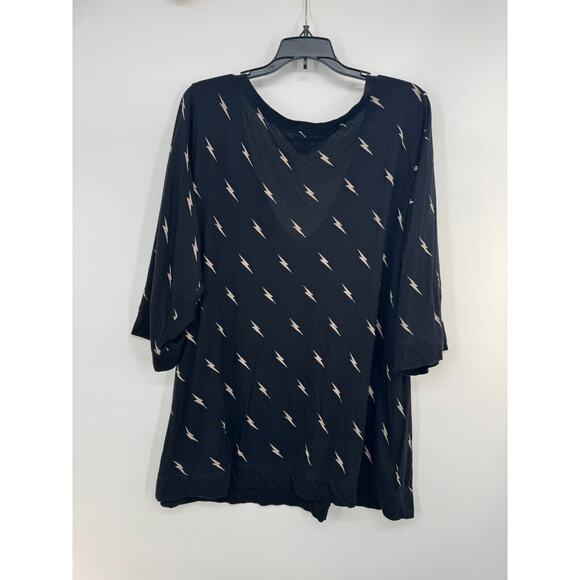 Torrid Womens Lightning Bolt V-Neck Tunic Top 3/4 Sleeve Size 3 Black NWOT - Picture 3 of 5